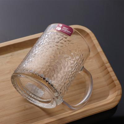 China Modern Glass Coffee Mugs Clear 9.5*7.5cm Coffee Mug with Handle for Milk Tea Cappuccino Latte Juice Hot Beverages for sale