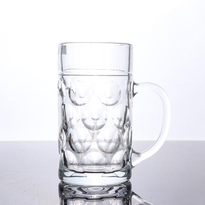 China Beer mug glass with handle good quality factory clear style Oktoberfest beer mug glass custom beer mugs wholesale for sale