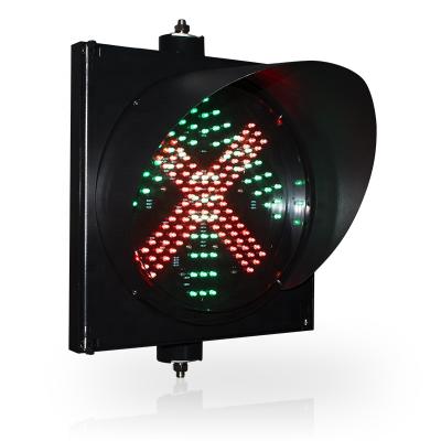 China PC 300mm Round Arrow Cross Traffic Light Sign With PC Housing for sale