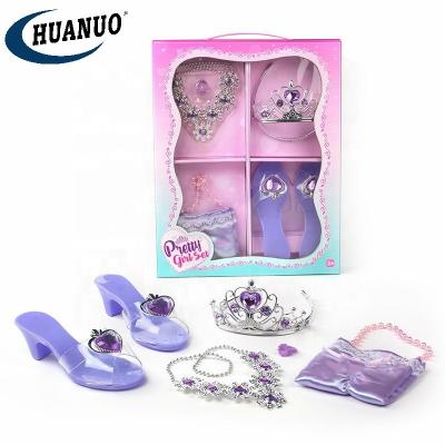 China Children dress up jewelry beauty toy sets popular fashion pretend play jewelry toy makeup toy high heels girls princess beauty toy for sale