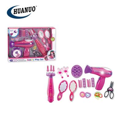 China Kids Beauty Toy Girls Fashion Dress Games Plastic Electric Hair Dryer Beauty Set Pretend Beauty Toy for sale