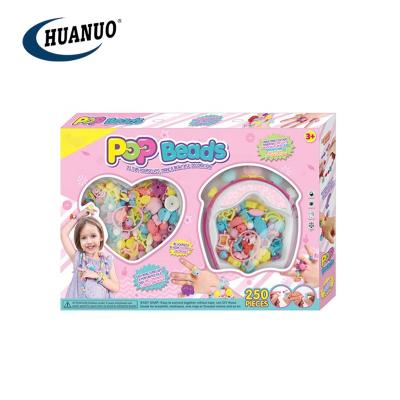 China Creative DIY Practice Girls Jewelry Beading Toys DIY Pop Bead Toy 250+ Pieces Bead Set DIY Jewelry Kit For Kids for sale