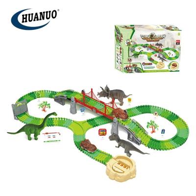 China New design slot toy track set high speed dinosaur racing track set diy toy for sale