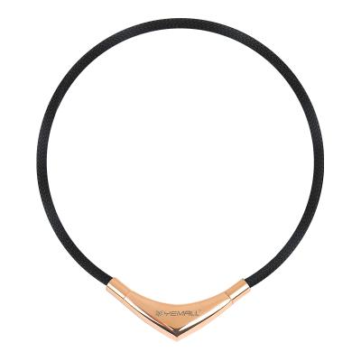 China Organic Health Care Rubber Leather Titanium Hematite Rope Necklace Clasp Magnetic Pendant for sale