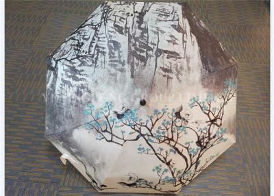 China Gilding Printing Pretty 3 Fold Umbrella / Uv Blocker Travel Umbrella China Art Work for sale