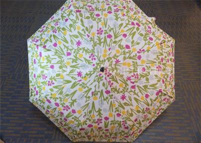 China Manual Open Transparent 3 Fold Umbrella Pink Flower Printed 21 Inch 8 Ribs for sale