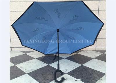 China Sturdy Double Layer Inverted Open & Close No Drip Umbrella With Design Inside for sale