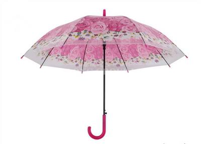 China Pink Pvc Poe Eva Transparent Rain Umbrella With Cartoondesign Photo Printing for sale