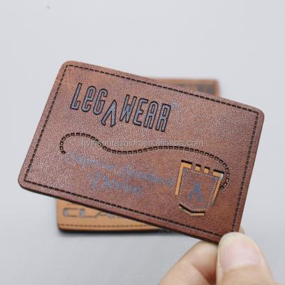 China 2023 TS CLOTHING fashion jeans metal label custom pu leather patch for garment for sale