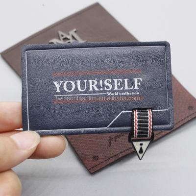 China New Fashion ODM TS Custom Clothing Metal Label PU Leather Patch For Garment for sale