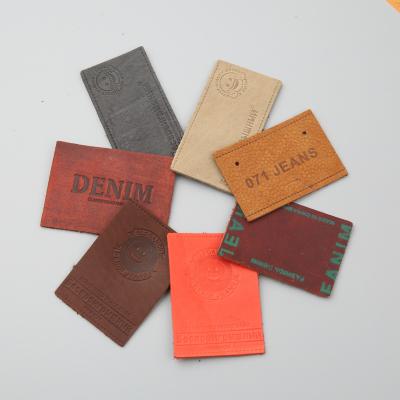 China Factory Price TS Washable Custom PU Patch Embossed Leather Patch For Clothes for sale