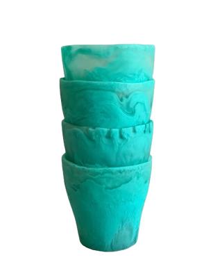 China Sustainable handmade acrylic resin tumbler water mug with texture aqua swirl pattern marble flower used in cafe and hotel home bar for sale