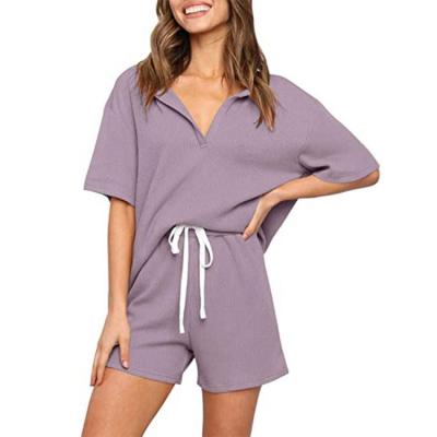 China MKMN QUICK DRY Ladies Fashion Loungewear Set Casual Pajamas Ladies Knitted Ribbed Shorts Loungewear Loungewear for sale