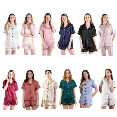 China QUICK DRY Short Style Bridal Ladies Pajamas Silk Satin Pajamas Set MKMN Pajamas Set for sale