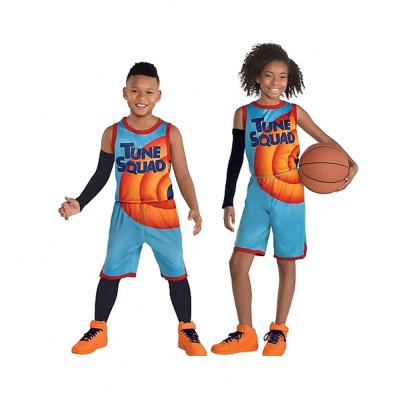 China MKMN Space Jam Basketball Jersey Air-Squad #6 James Children Antibacterial Tops & Shorts for sale