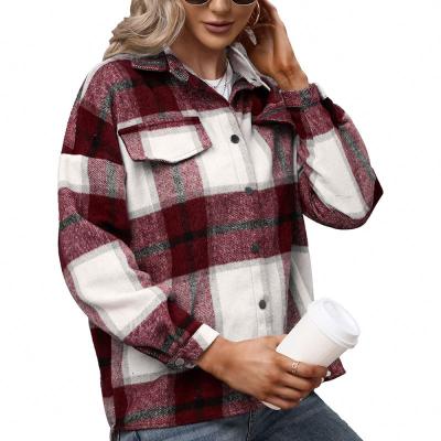 China MKMN Viable Thick Cashmere Plaid Shirt Plush Plaid Shirt Long Sleeve Loose Casual Jacket Women for sale