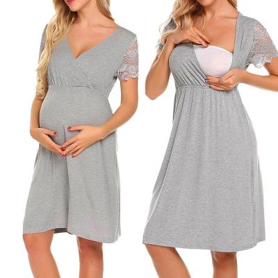 China Lace Maternity Sleeve MKMN Dress Solid Color Breathable Maternity Caregiver Maternity Wear for sale