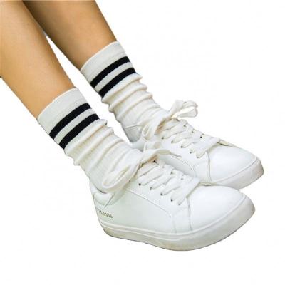 China MKMN High School Girls Athletic Cotton Loose Striped Crew Student College Colorful Uniform Socks for sale