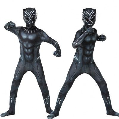 China MKMN Kids Jumpsuit Superhero Costumes Spandex Eco-friendly Masquerade Halloween Cosplay Party Soft Material COS Panther Clothes for sale