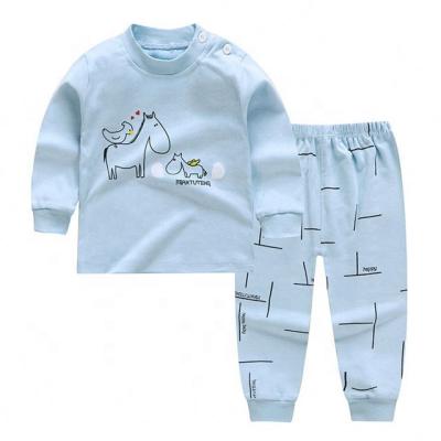 China MKMN 2021boys Sleepwear Suit Baby Nightgowns Clothes Children Cartoon Animals Cotton Pajamas 100% Breathable Long Sleeve Kids Pajamas for sale