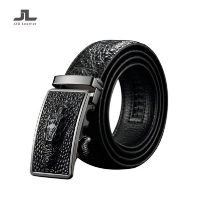 China Leather 2019 Wholesale high quality Customs texture man automatic genuine leather crocodile embossed belt for sale