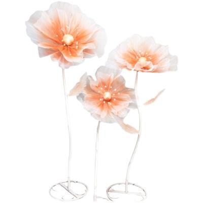 China 3pcs/set Handmade Artificial Silk Artificial Silk Simulation Organza Large Flower Indoor Stage Indoor Outdoor Decoration Wedding Decoration Large for sale