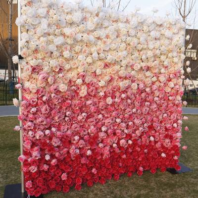 China Warm Artificial White Wedding Backdrop 3d Flowers Rose Hydrangea Flower Wall Decorative Home For Wedding Event Stage for sale