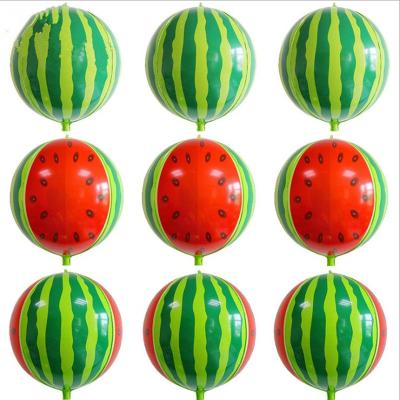 China Cheap price 4D ball 22inch summer fruit helium balloon watermelon shape foil balloons party decoration for sale