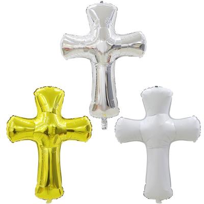 China New Arrival Baby Shower Baptism Baptism Bath Foil Balloon Easter Party Decoration Spanish Cross Mibautizo Globos for sale