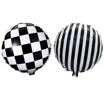 China 18 inch grid black white stripe style helium balloon decoration fashion new stuffing globos party decoration for sale