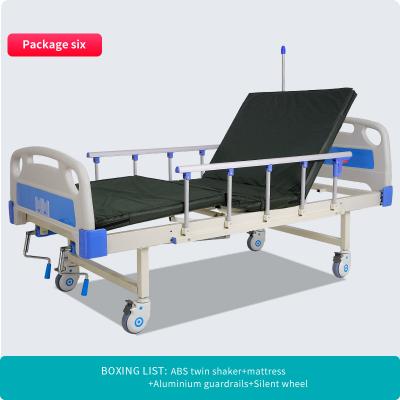 China Metal Manual 2 Funcion Clinic Medical Bed Two Crank Manual Hospital Bed For Mobile Hospitals for sale