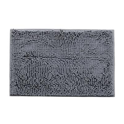 China Durable Waterproof Absorbent Soft Carpet Gray Bathroom Rug Kid Fast Microfiber Chenille 50x80 Non Slip Dry Bath Mat for sale