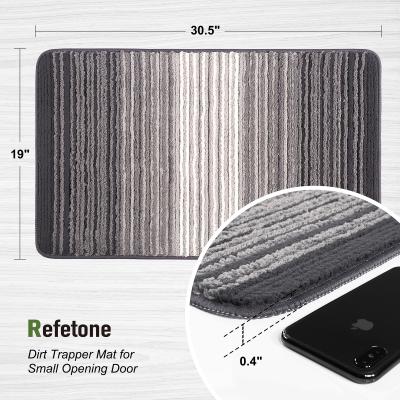 China Microfiber Bathroom Mat Waterproof Anti-Slip Stripe Gradient Absorbent Machine Washable for sale