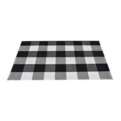 China Hand Made Waterproof Grill Kid Size Lattice Door Cotton Floor Mat, Black And White Checkered Floor Mat for sale