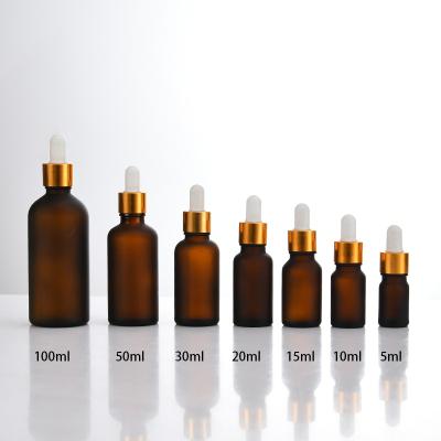 China Cosmetic Amber Glass Dropper Lids 5ml 10ml 15ml 20ml 30ml 50ml 100ml Essential Oil Bottle for sale