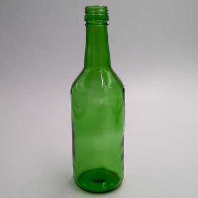 China Wholesale 360ml SOJU Beer Bottle 12oz Empty Korean Green Glass Bottle Round Shape Liquor Bottles With Aluminum Cap for sale