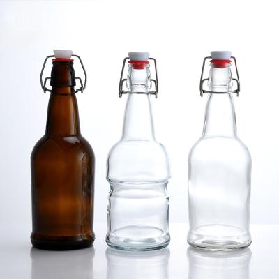 China High qiality /factory price factory outlet 500ml 16 oz swing top beer bottle amber and clear glass beer bottle cap for sale