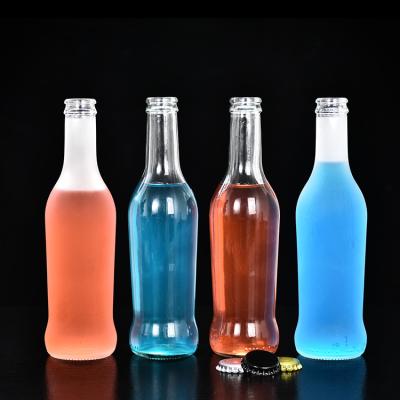 China Hot Sale 275ml Beer Glass Bottle Juice Beverage Whiskey Cocktail Glass Bottles Transparent Frosted Empty Soda Bottle With Caps for sale