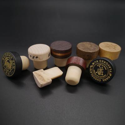 China Non Spill Customized Reusable T Shape Wine Synthetic Cork Stopper Wood Top Cap Polymer Cork For Gin Vodka Diffuser Bottle for sale