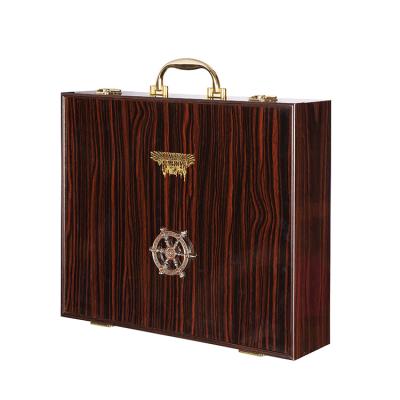 China Handmade Custom Luxury High End Piano Paint Lacquer Wooden MDF Wine Packing Box For 4 Wine Bottles for sale