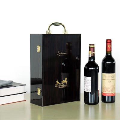 China Recycled Materials Wholesale High End Customize Piano Lacquer Gift Wine Packing Wooden Boxes for sale