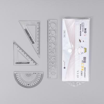 China New School Wholesale Four Ruler Set Simple Growth Chart Line Clear Ruler Set For Students Learning Stationery for sale