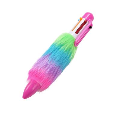 China Office & School Pen Furry Multicolor Pens 6 in-1 Retractable Pens-6 tip bright colors in each pen for sale