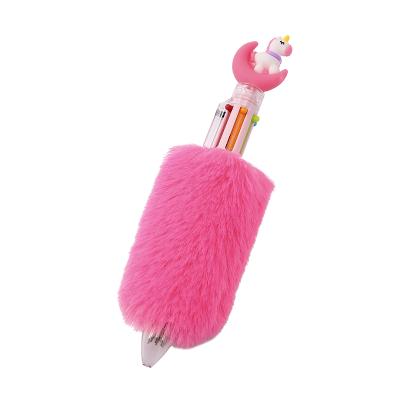 China Office & 6 Color Creative Gorgeous Ballpoint Pen Unicorn Flamingo Plush School Pen Christmas Cute Ballpoint Pen for sale