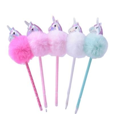 China Office & School Pen Summer Unicorn Horse Leather Pen Pompom Pom Pom DIY Pen Multicolor Custom Pen New for sale