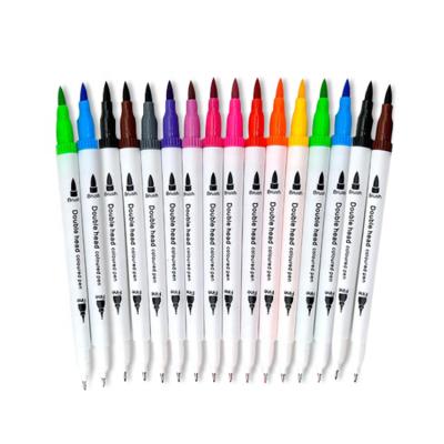 China HUIMAI Non-Toxic Children Using Painting Dual Brush Tip Watercolor Markers Pen Set 16.2cm for sale