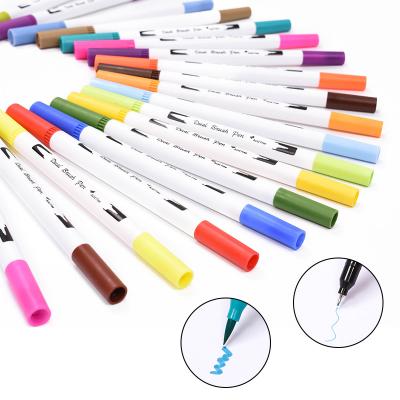 China Hot Selling Plastic Hook Liner 60 Color Paper Tube Water Soluble Soft Drawing Colored Mark Watercolor Pen Set for sale