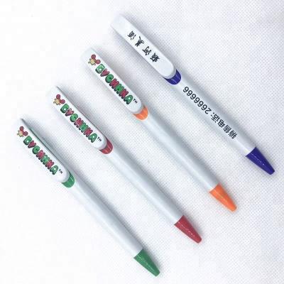 China Promotional Pen Handle Ballpoint White Ballpoint Pen Custom Logo Print Dotted Logo Ballpoint Pen for sale