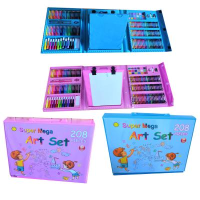 China DIY 208pcs High Quality Gift Box Plastic Pink And Blue Combination Stationery Watercolor Pen Painting Set For Kids 40.6*31.5*5.5cm for sale