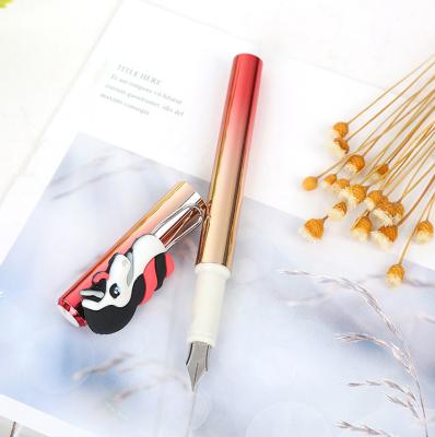 China Wholesale Cute UV Plated Gradient Color Fountain Pen Fountain Pen Practice Calligraphy Fountain Pen Office Stationery 17cm for sale